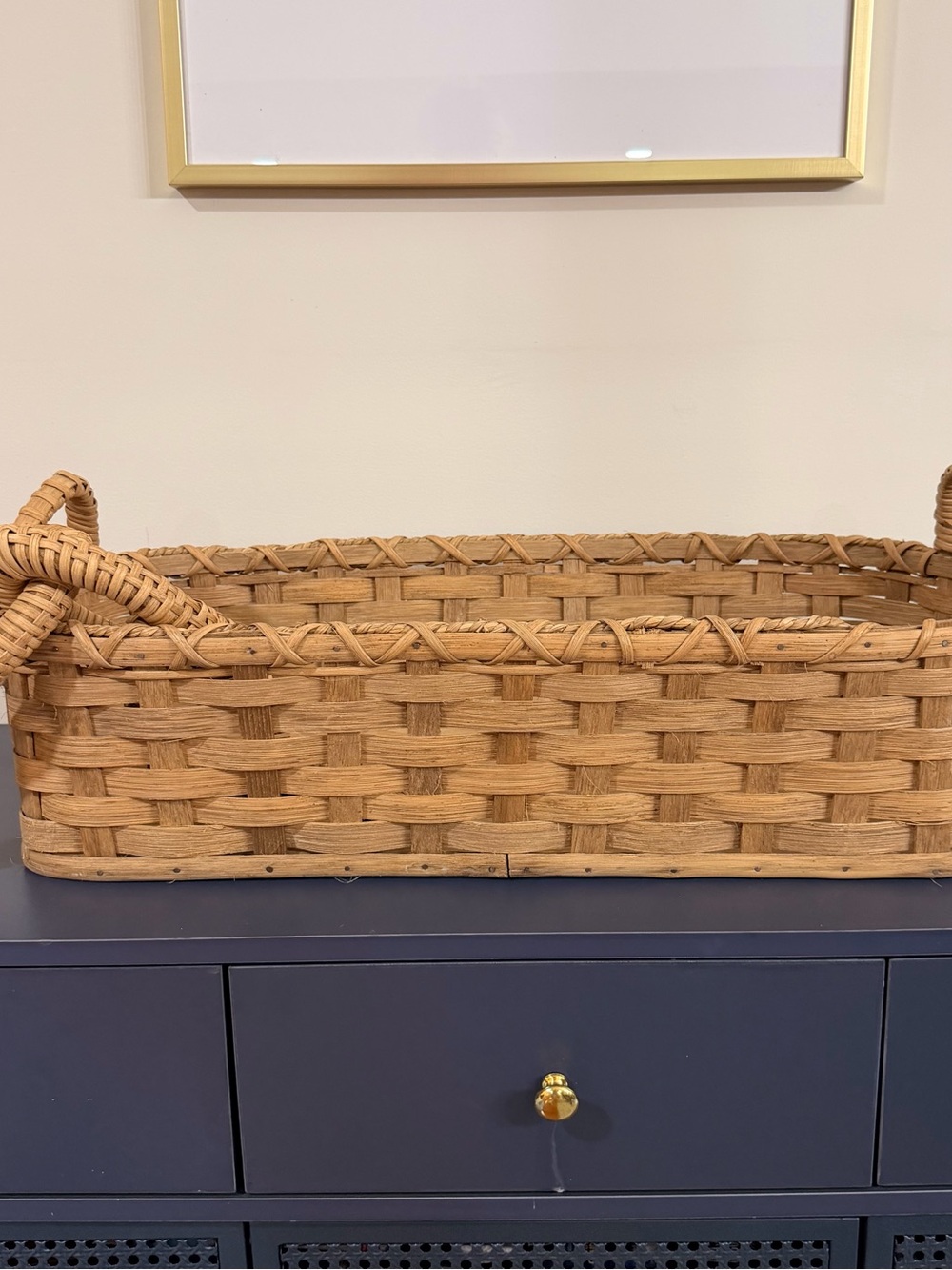 Handwoven Natural Wicker Storage Basket with Carry Handles